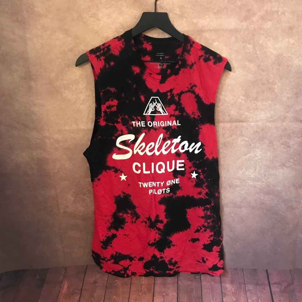 Black/Red tie dye tank top